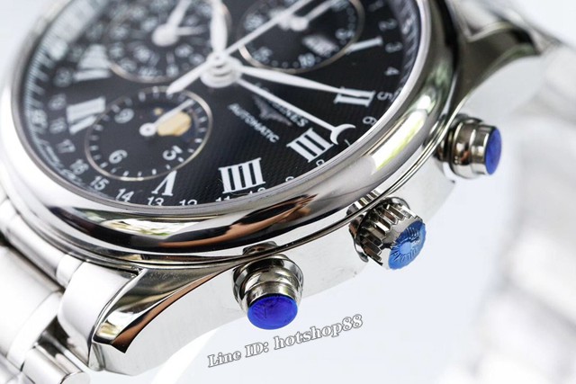 浪琴手表 LONGINES名匠月相八针 浪琴钢带机械男表 gjs1261